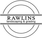 A black and white logo for Rawlins Landscaping & Grading.