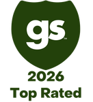 Green shield logo with white “gs” and text “2026 Top Rated” underneath