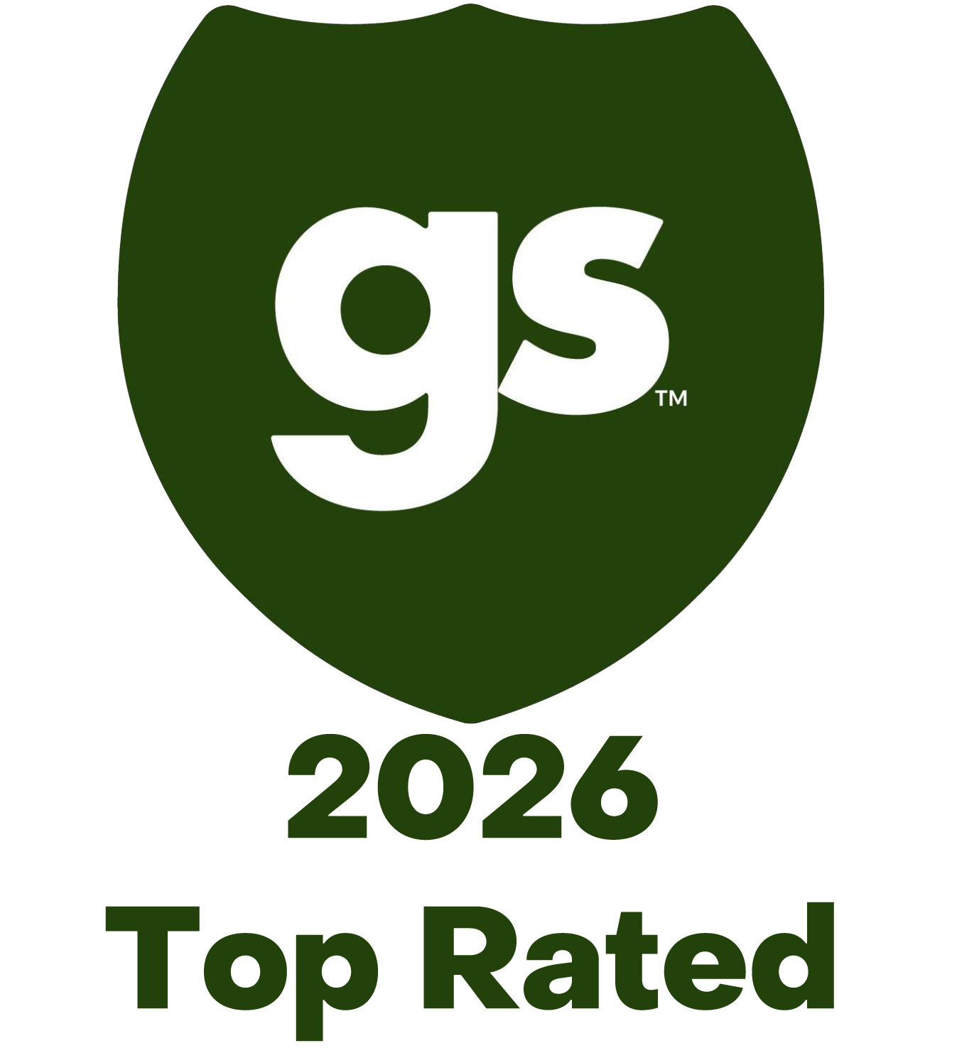 Green shield logo with white “gs” and text “2026 Top Rated” underneath