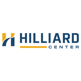Hilliard Center logo in blue and gold on a white background