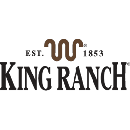 King Ranch logo with brown emblem and black text, “EST. 1853” centered above the name.