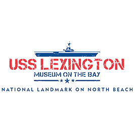 USS Lexington Museum on the Bay logo in red and blue, with