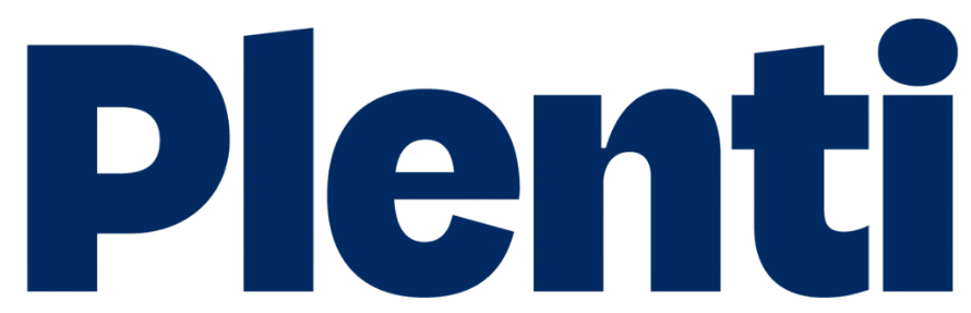 Blue “Plenti” logo in bold lowercase letters on a white background