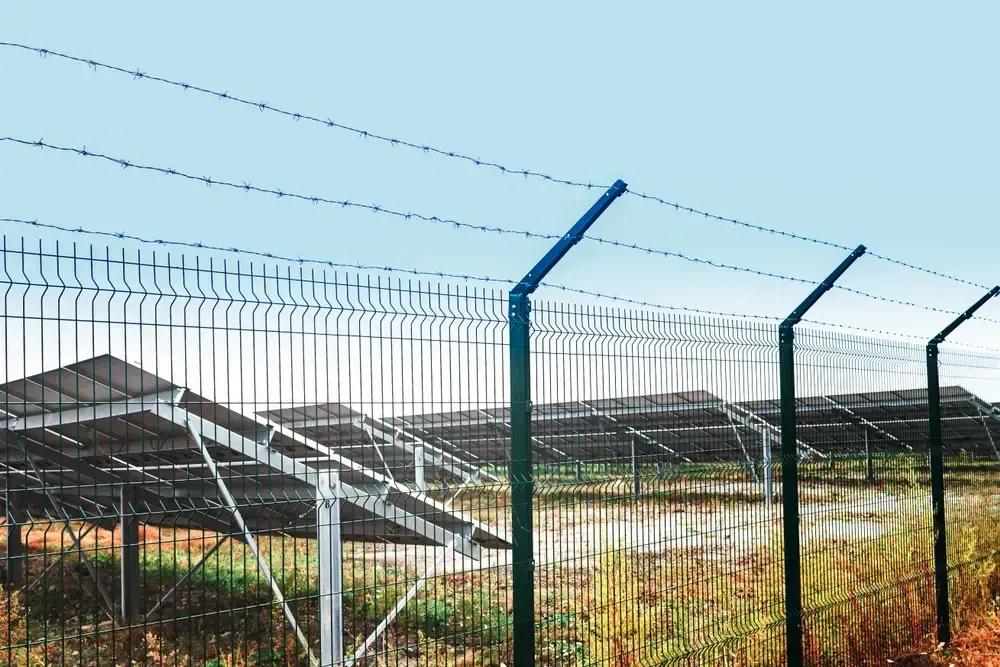 Commercial Building With Security Fence