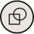 A square and circle overlapping inside a light-colored circle.