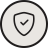 Shield icon with a checkmark inside a circle.