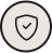 Shield icon with a checkmark inside, signifying security or approval.