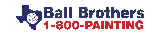 A blue and red logo for ball brothers 1-800-painting