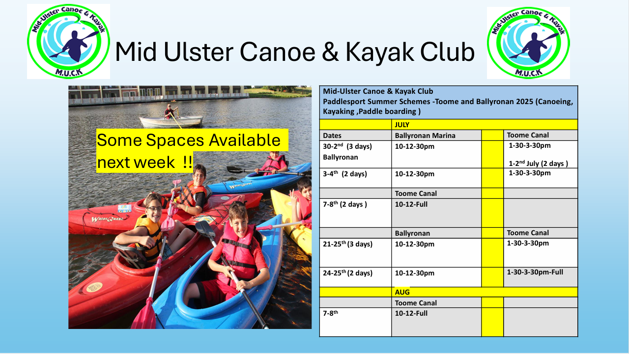 Mid Ulster Canoe and Kayak Club Summer Scheme 2025