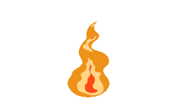 Illustrazione animata di una fiamma tremolante con strati di arancione, giallo e rosso.