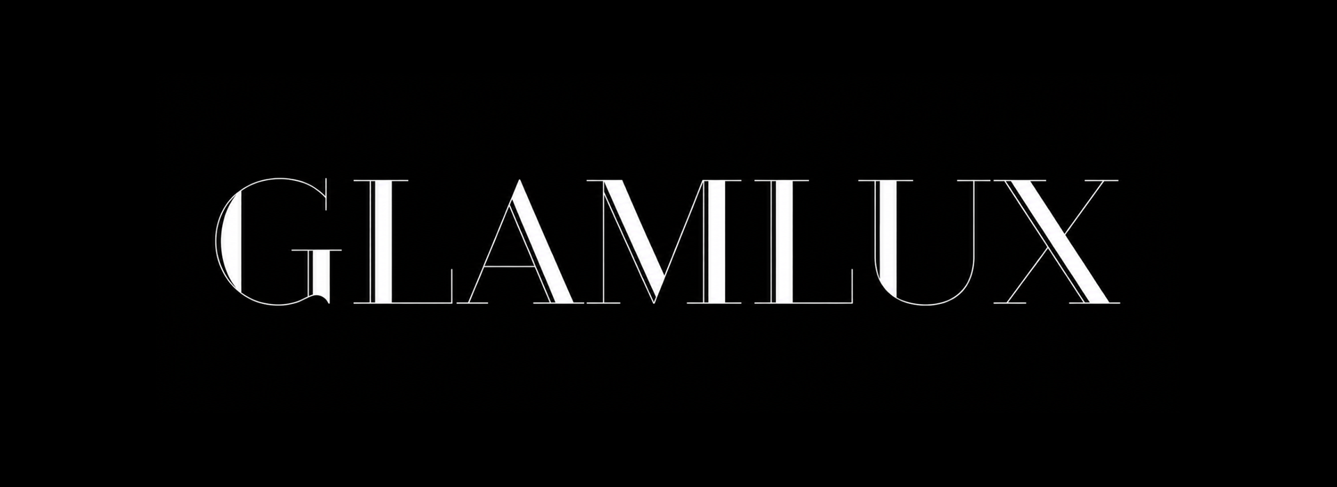 White "GLAMILUX" logo on a black background.