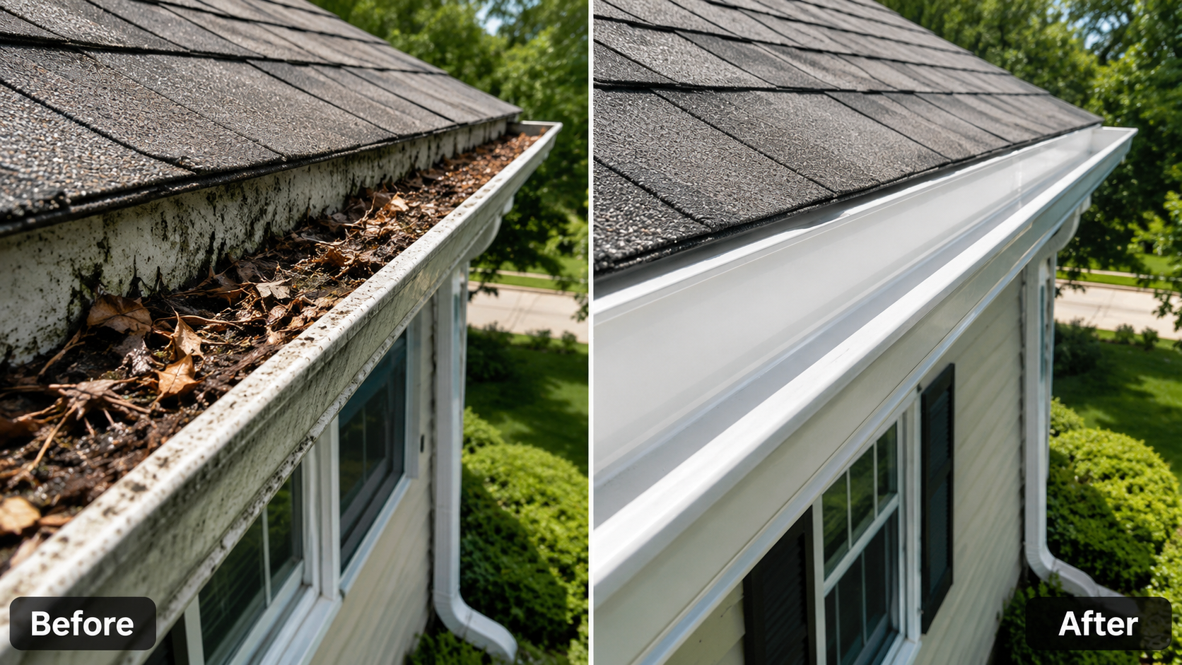 gutter cleaning benefits before and after