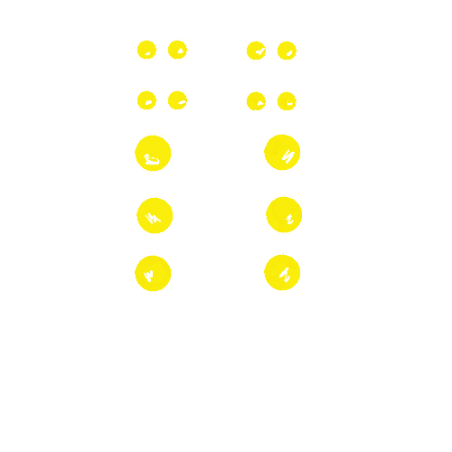 A row of yellow circles on a white background