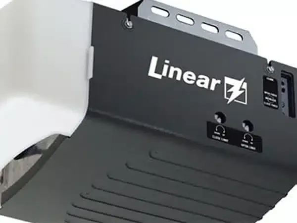 linear garage door opener with the logo on 