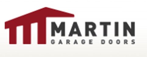 Martin Garage Doors logo with a red house-shaped graphic and text.