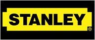 a yellow and black stanley logo on a black background