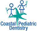 Coastal Pediatric Dentistry logo with blue child figures and a teal starfish