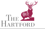 The Hartford logo: burgundy stag, text "The Hartford" in grey.