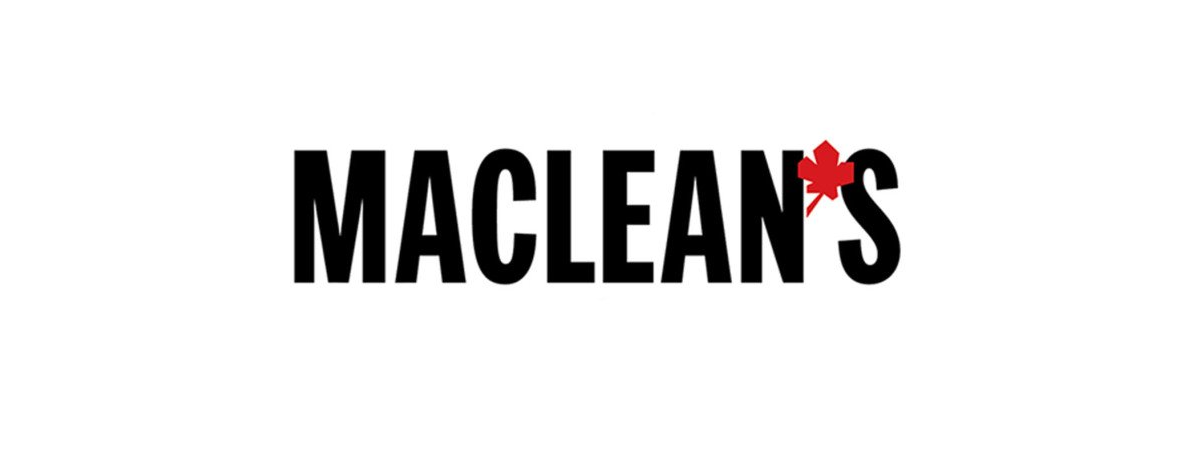 The maclean 's logo is black and red on a white background.