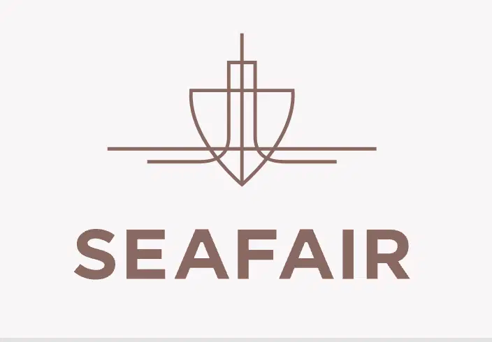 SeaFair logo with a stylized sailboat icon in brown above the word “SEAFAIR”
