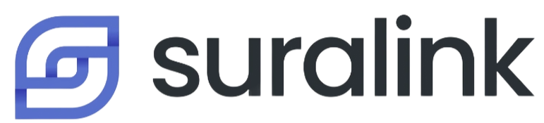 The Suralink logo features a stylized blue geometric icon to the left of the word
