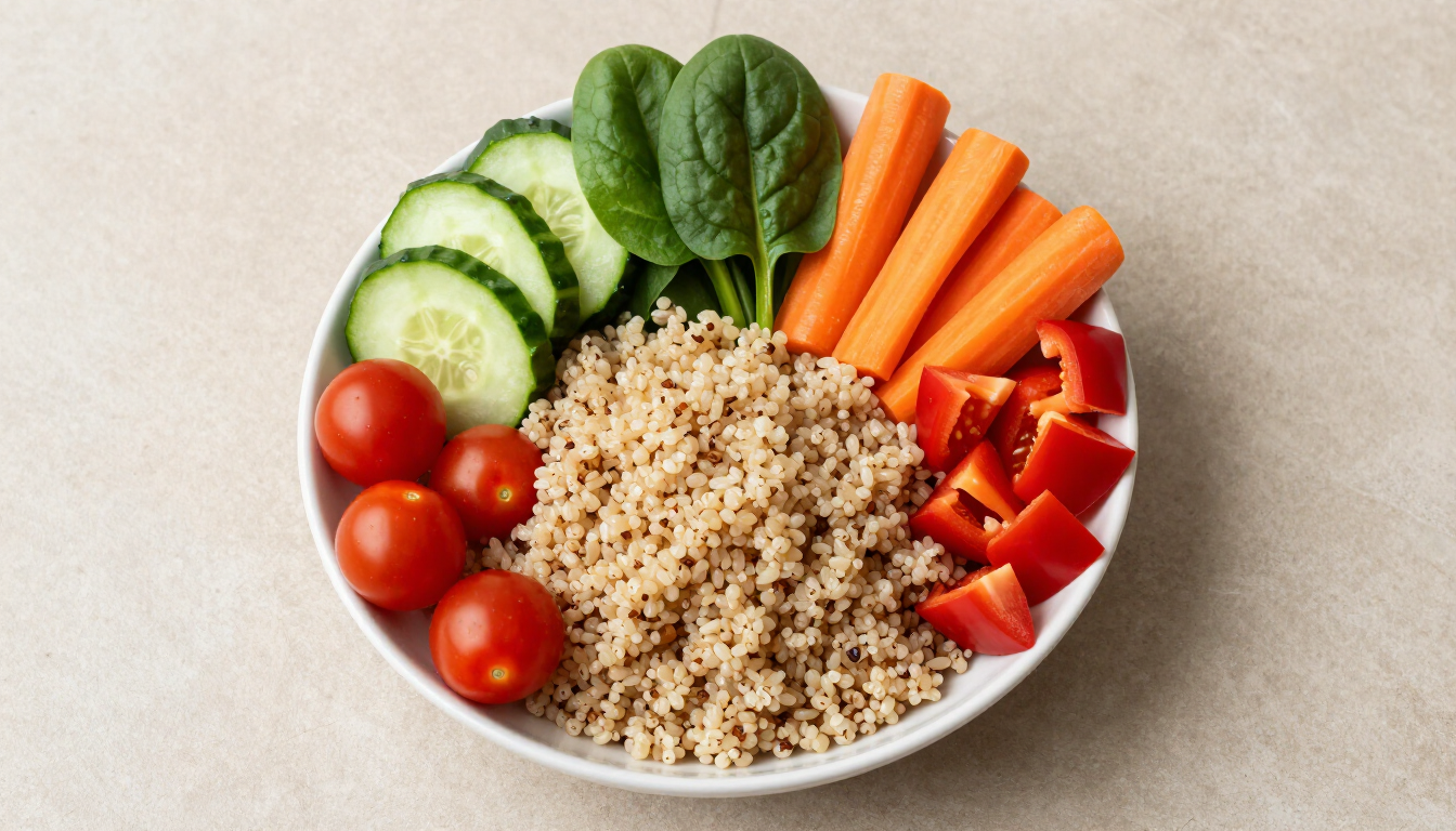 Gezonde glutenvrije maaltijd met verse ingrediënten en granen
