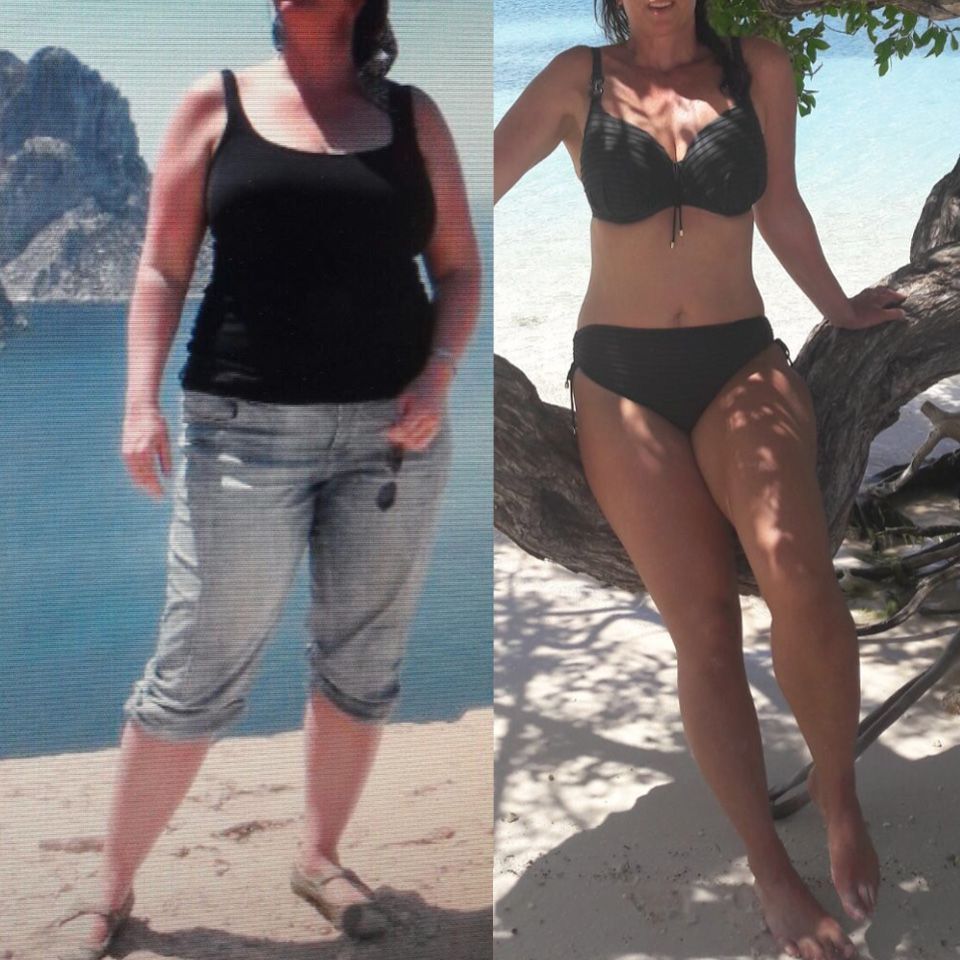 Voor en na foto van vrouw 40+ die personal training heeft gedaan
