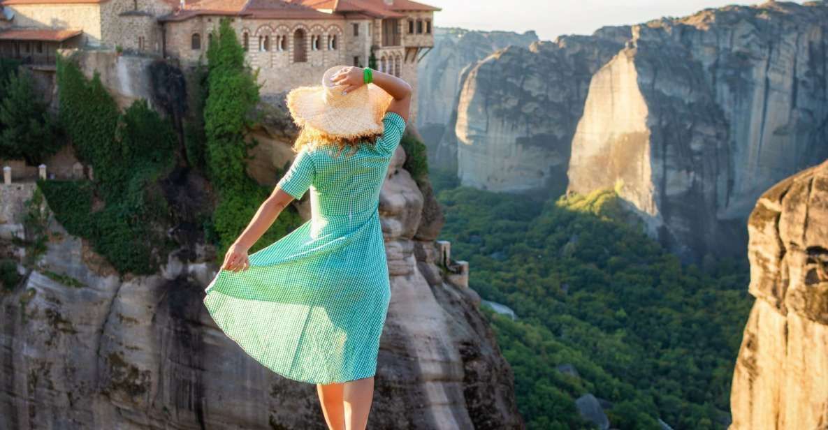 Athens day trip to Meteora with scenic views of cliff-top monasteries