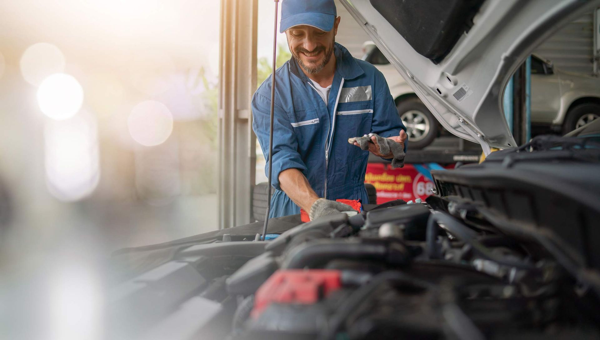 Garage service auto shop. owner small business.