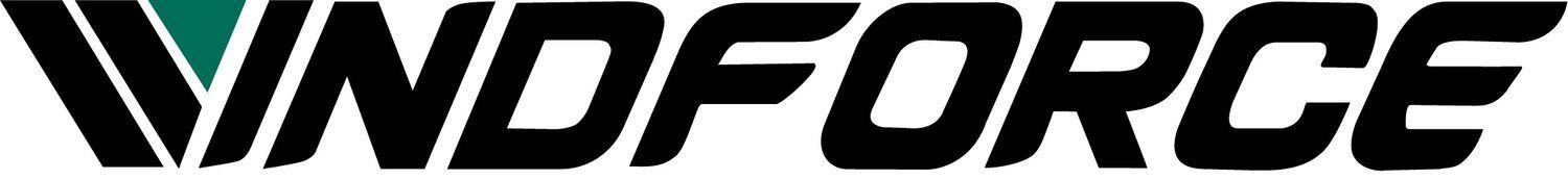 Windforce logo with black text and a green and black graphic.