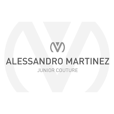 Logo per Alessandro Martinez Junior Couture: una "AM" stilizzata con testo sottostante.