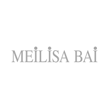 Logo MEILISA BAI in grigio, centrato su sfondo bianco.