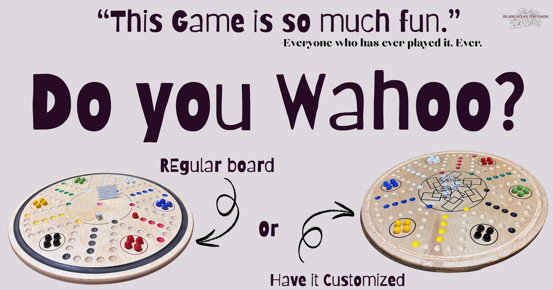 Wahoo Board. Fun board game for all ages. Using 3/4 inch marble set with 6 different colors and one die provided. Play singles or as teams. Let's the games begin! Online Store with shipping or pickup in Hutchinson, KS