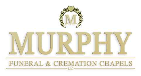 Murphy Funeral & Cremation Chapels logo. Gold text and graphic on a white background.