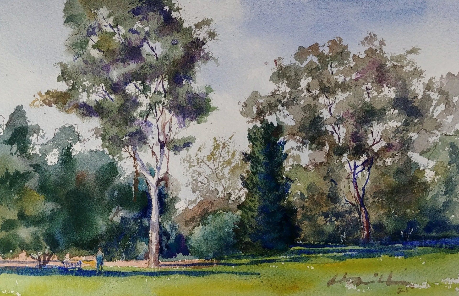 Australian Landscape watercolor virtual zoom landscapes class painting lesson robert sherrill workshops