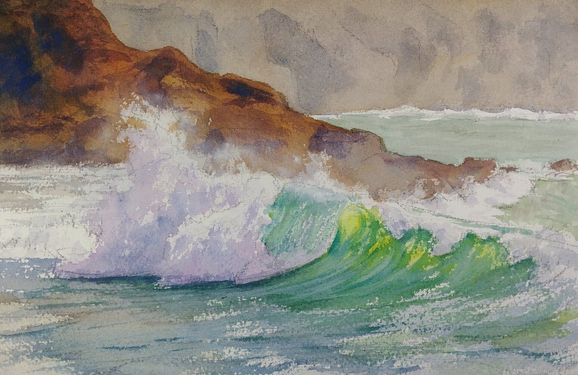 breaking wave watercolor virtual zoom landscapes class painting robert sherrill workshops