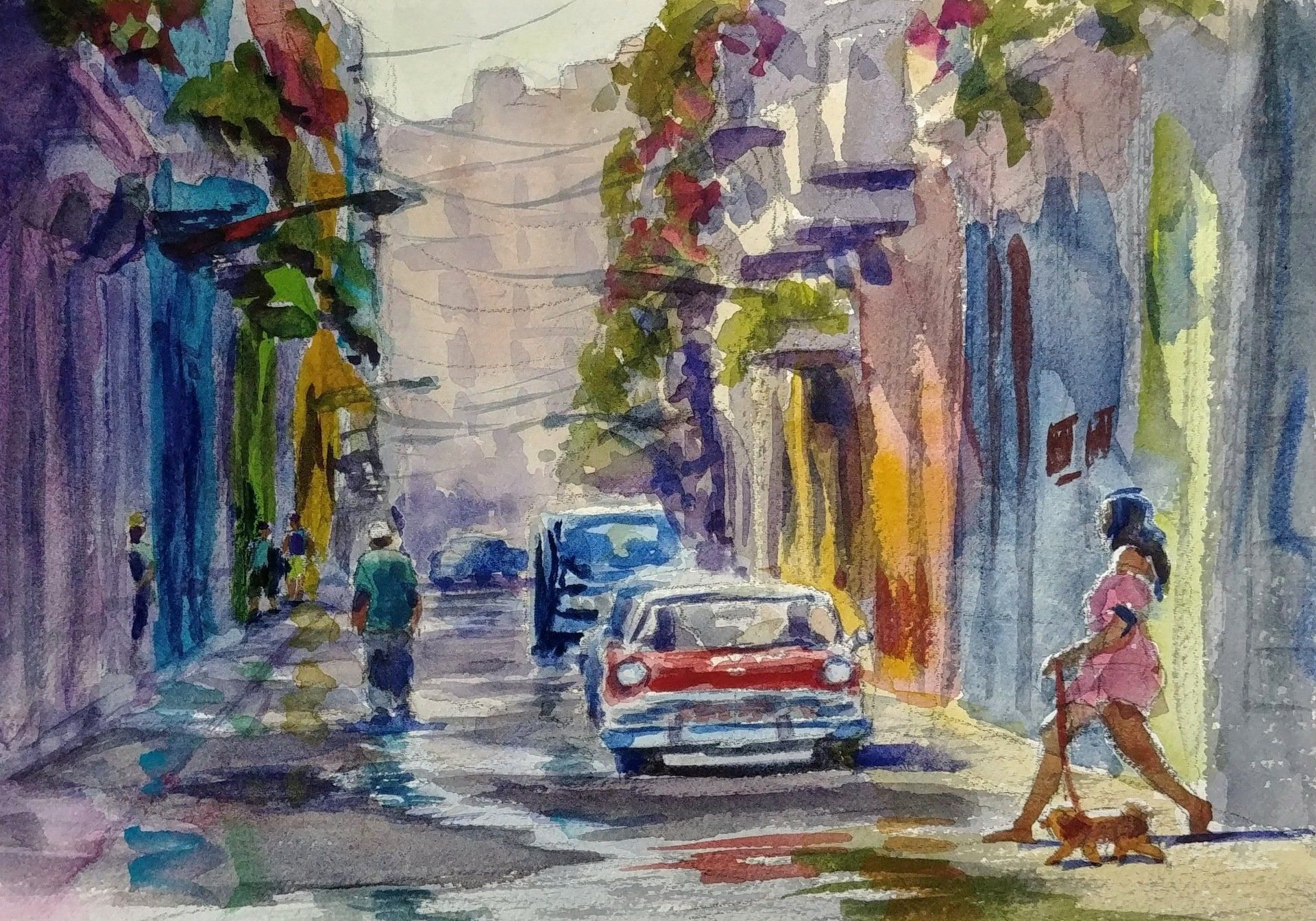 Cuba streets watercolor virtual zoom streetscapes class painting robert sherrill workshops