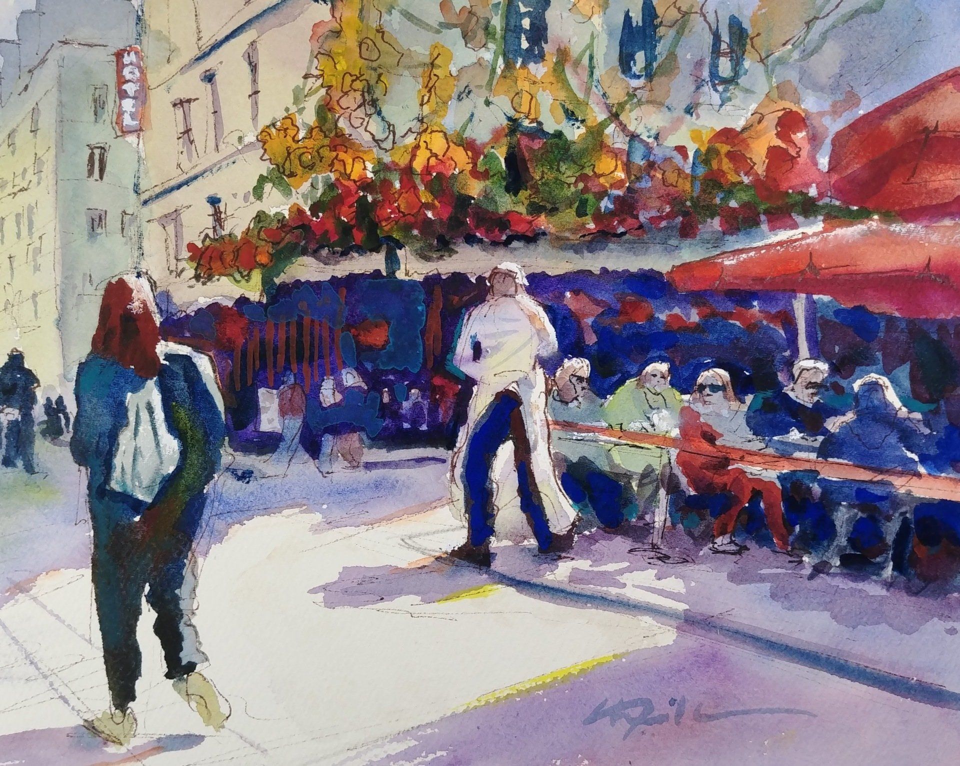 French Cafes painting Robert Sherrill workshops
