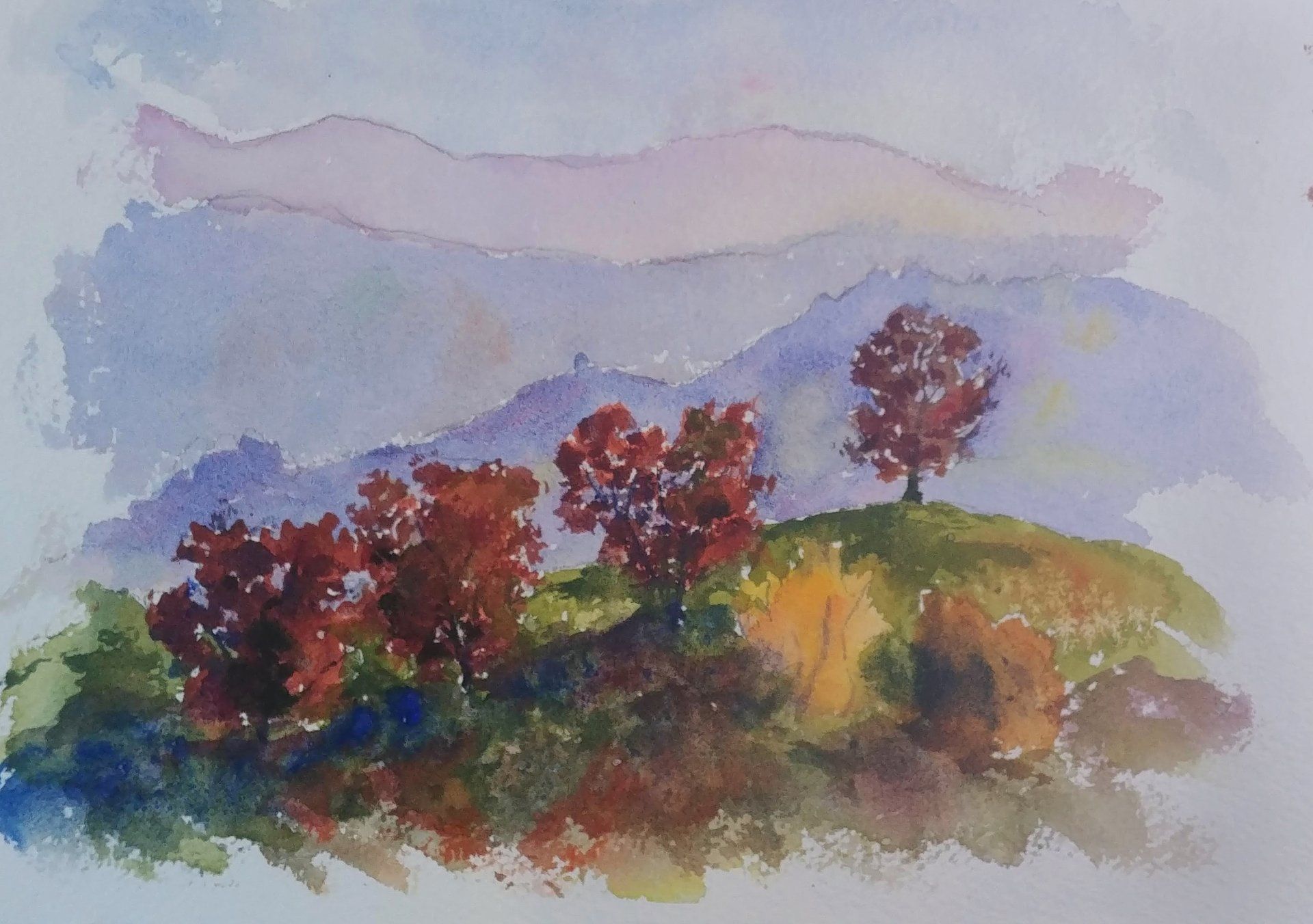 Late Light Hills watercolor virtual zoom landscapes class painting lesson robert sherrill workshops