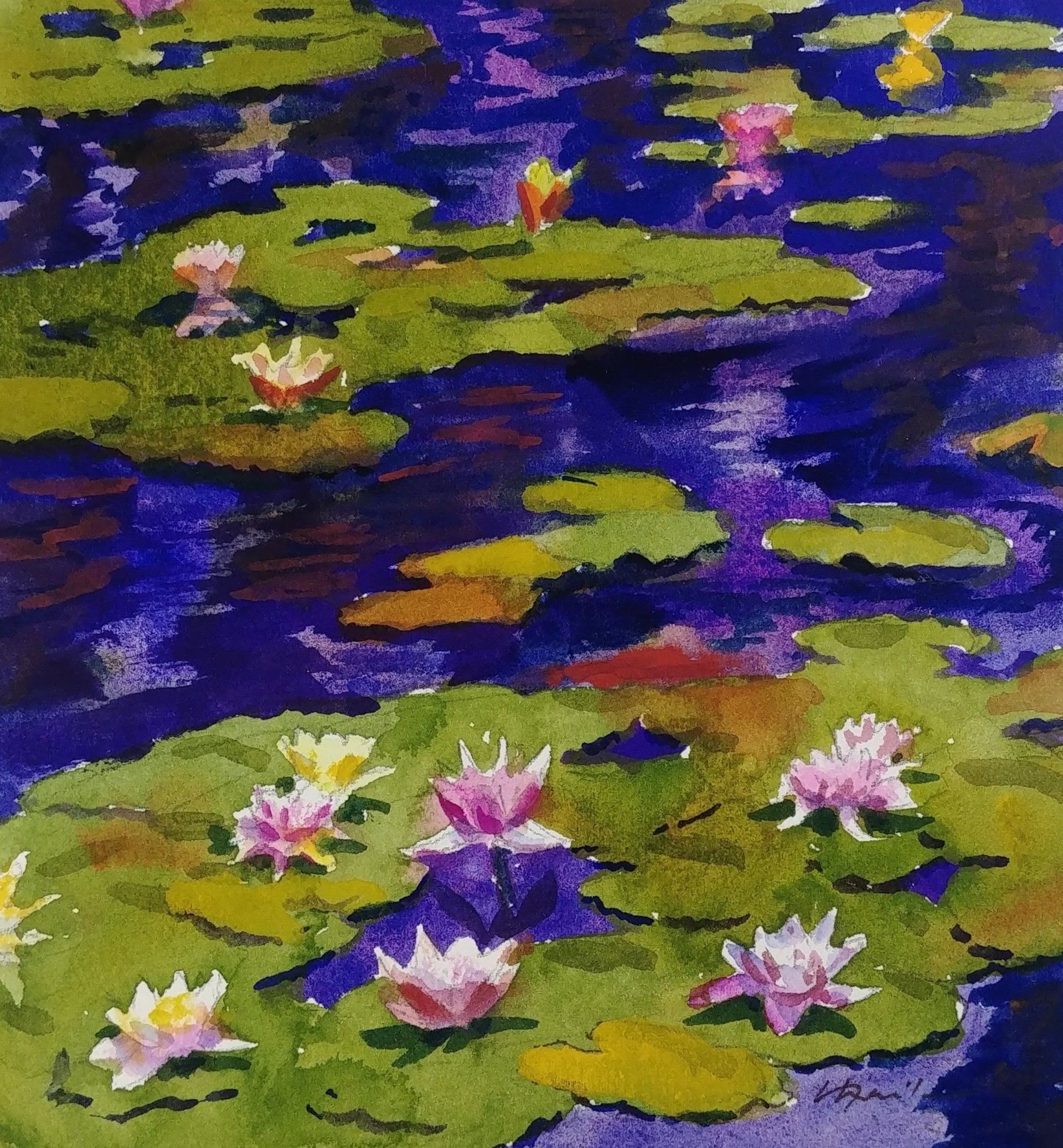 lily pond watercolor virtual zoom landscapes class painting lesson robert sherrill workshops