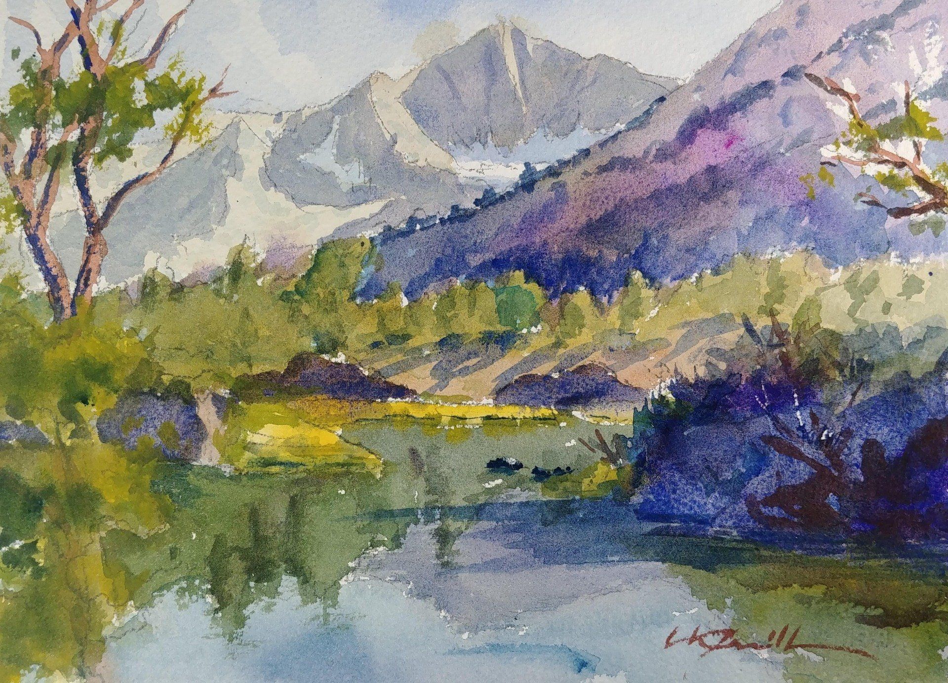long lake watercolor virtual zoom landscapes class painting lesson robert sherrill workshops