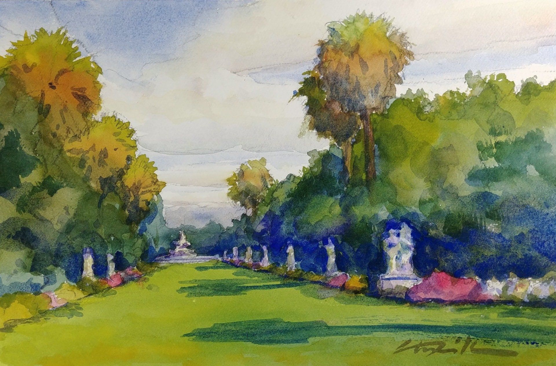 north vista huntington library watercolor virtual zoom landscapes class painting lesson robert sherrill workshops