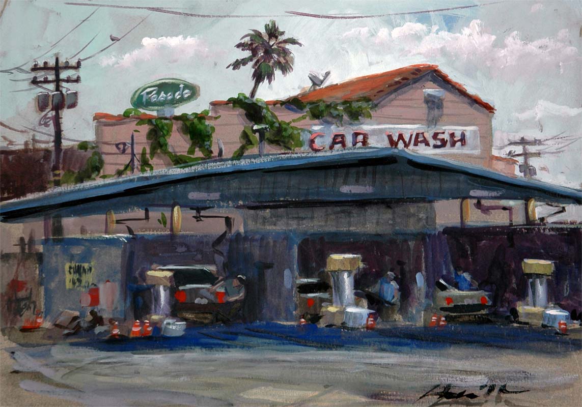 car wash watercolor virtual live zoom streetscape landscapes class painting lesson robert sherrill workshops