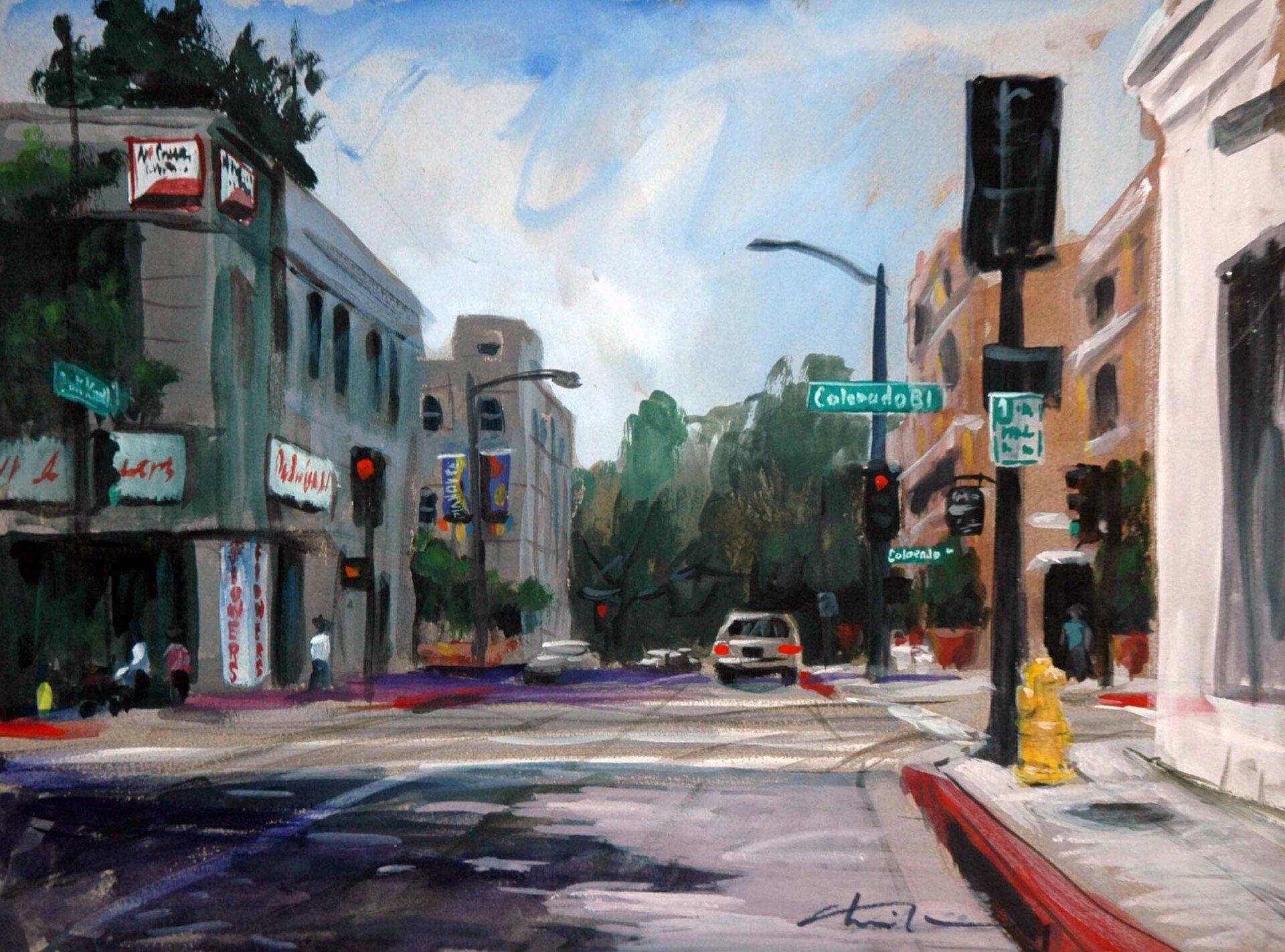 downtown watercolor virtual live zoom streetscape landscapes class painting lesson robert sherrill workshops