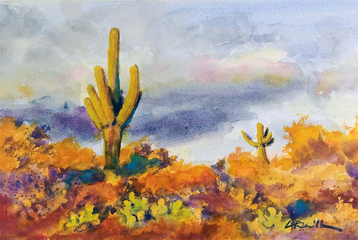 desert dusk watercolor virtual live zoom landscapes class painting lesson robert sherrill workshops