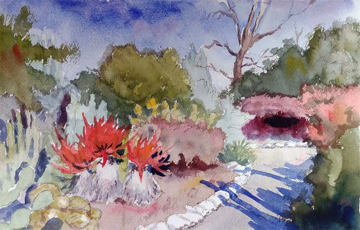 desert garden watercolor virtual live zoom landscapes class painting lesson robert sherrill workshops