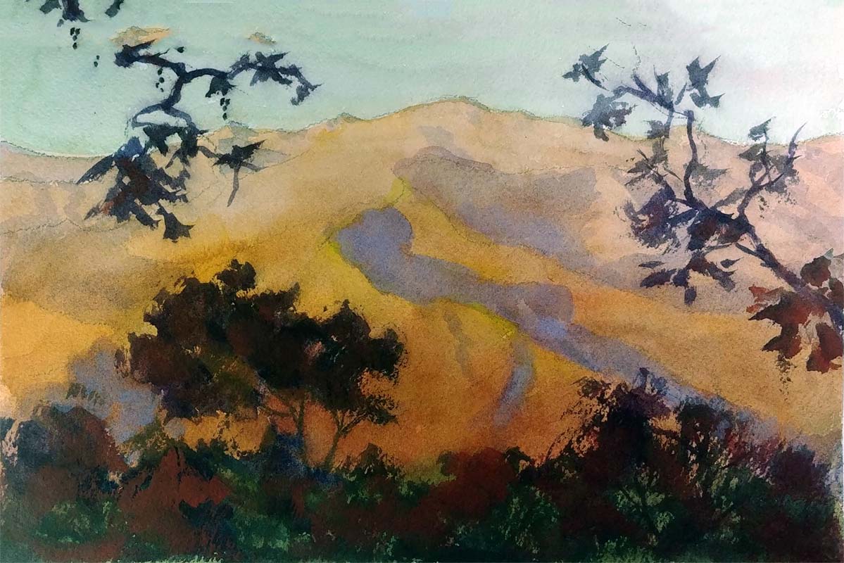 pasadena foothils watercolor virtual live zoom landscapes class painting lesson robert sherrill workshops