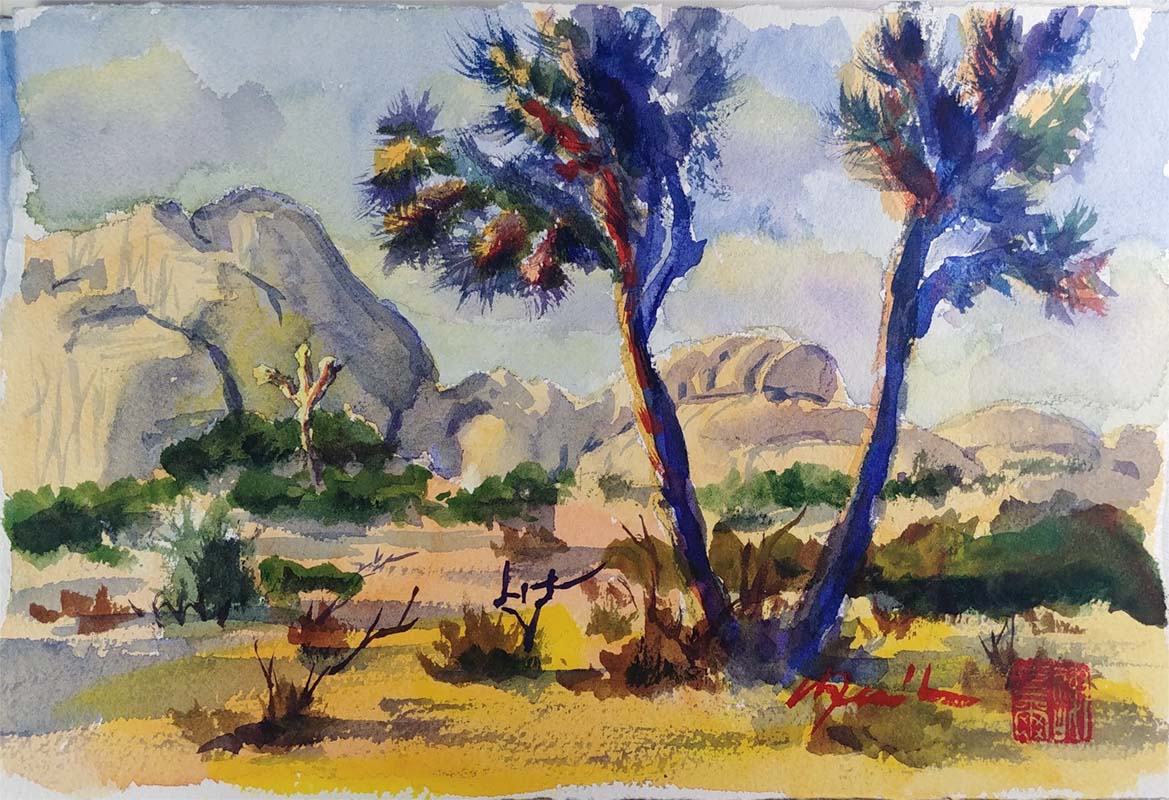 living desert watercolor virtual live zoom landscapes class painting lesson robert sherrill workshops
