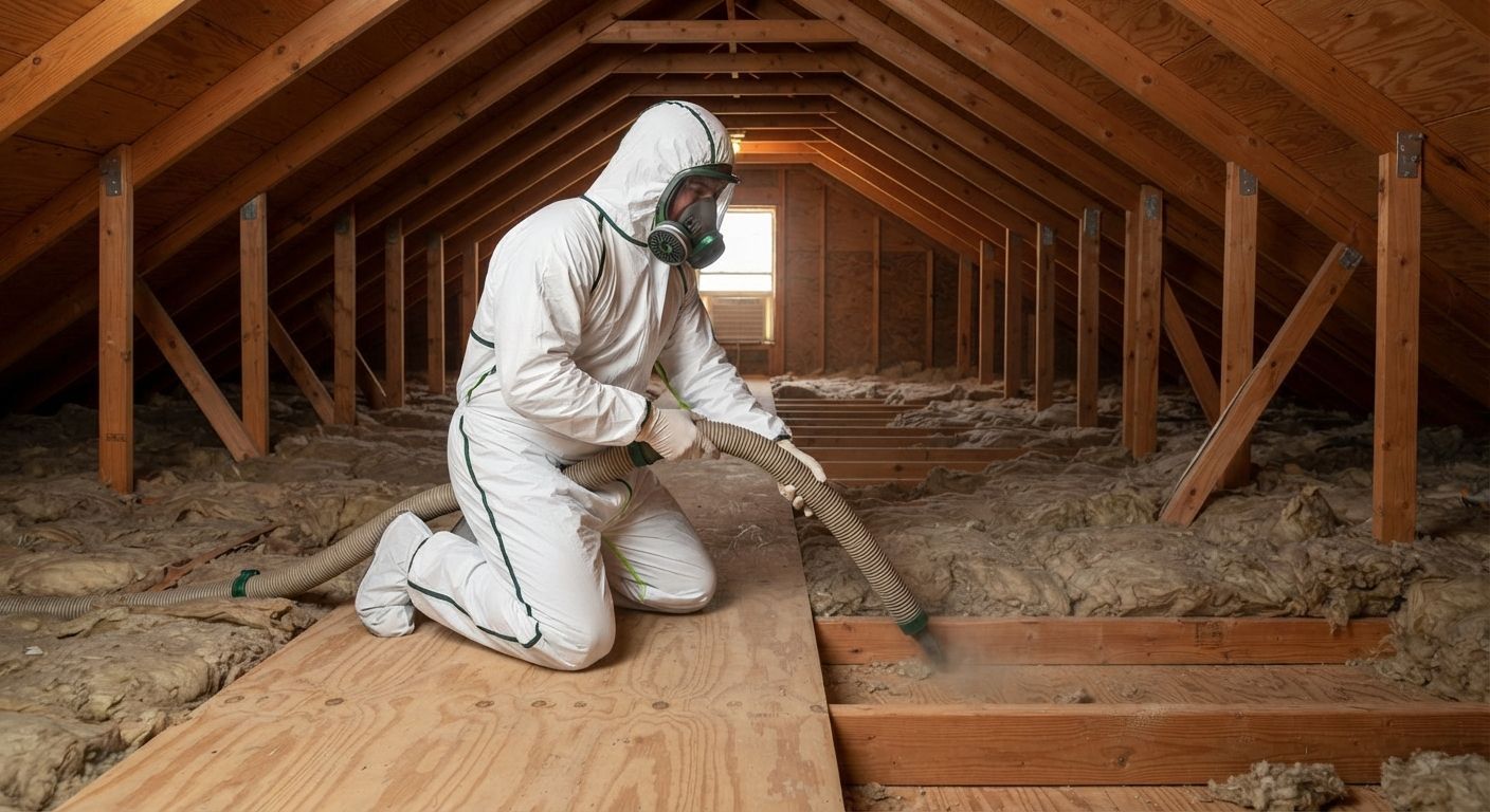 Professional attic insulation removal project in San Benito Texas