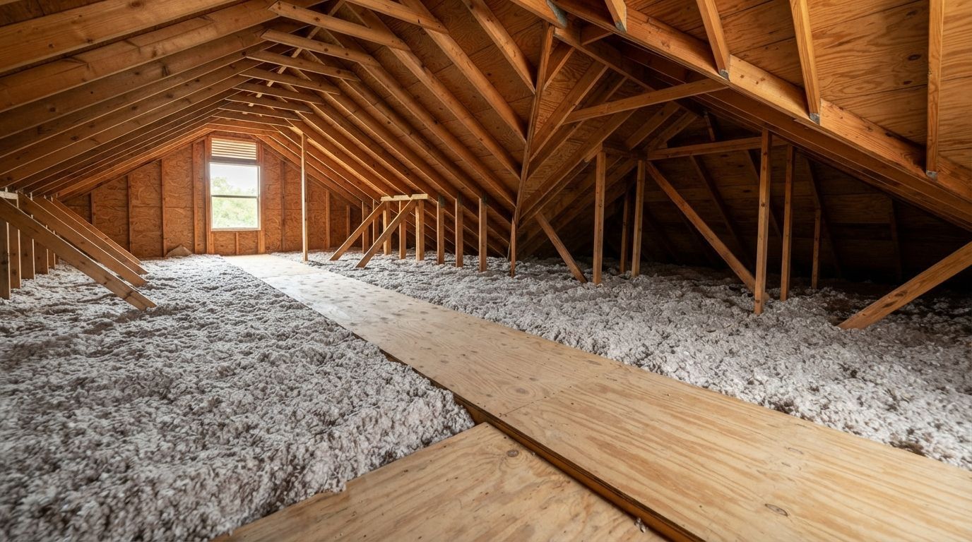 Completed attic insulation project in San Benito Texas